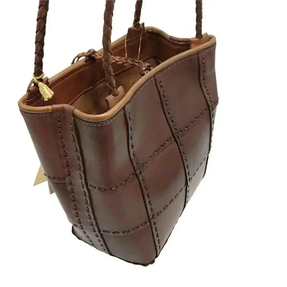 Ellepi Patchwork Bag Brown Leather Retro Purse Classic Shoulder Bag Braided NEW - Picture 5 of 7